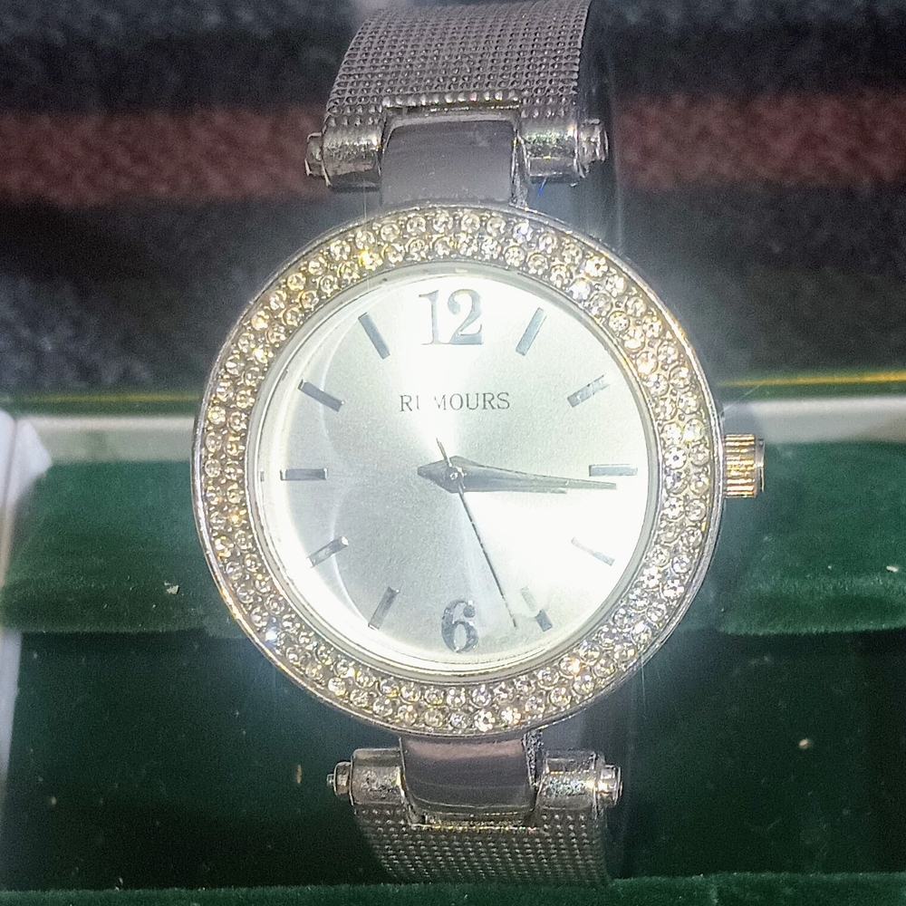 Silver Women's Watch with Crystal Accents
